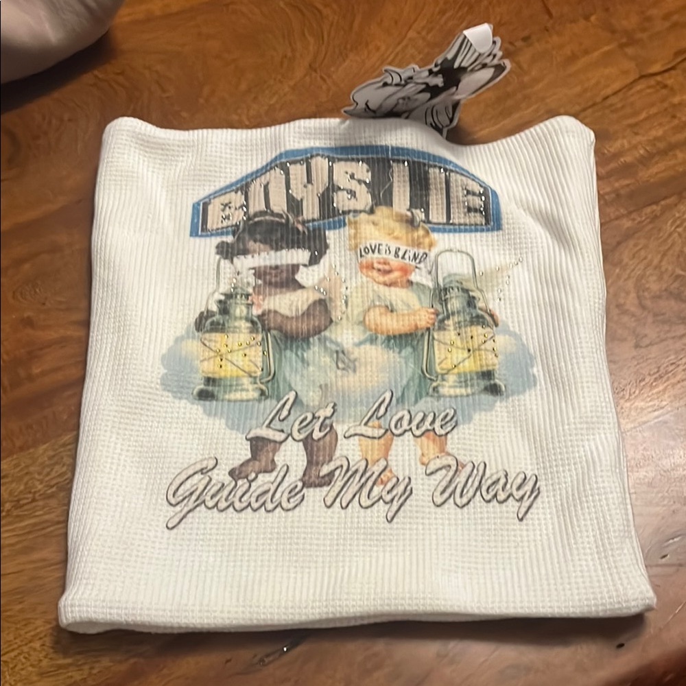 Boys Lie White Graphic thermal tube top size small